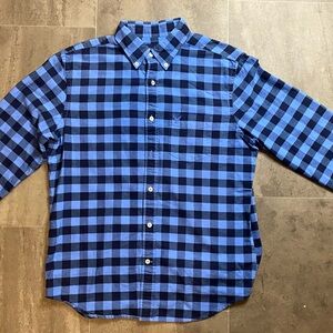 American Eagle Outfitters Navy and Light Blue Plaid Shirt